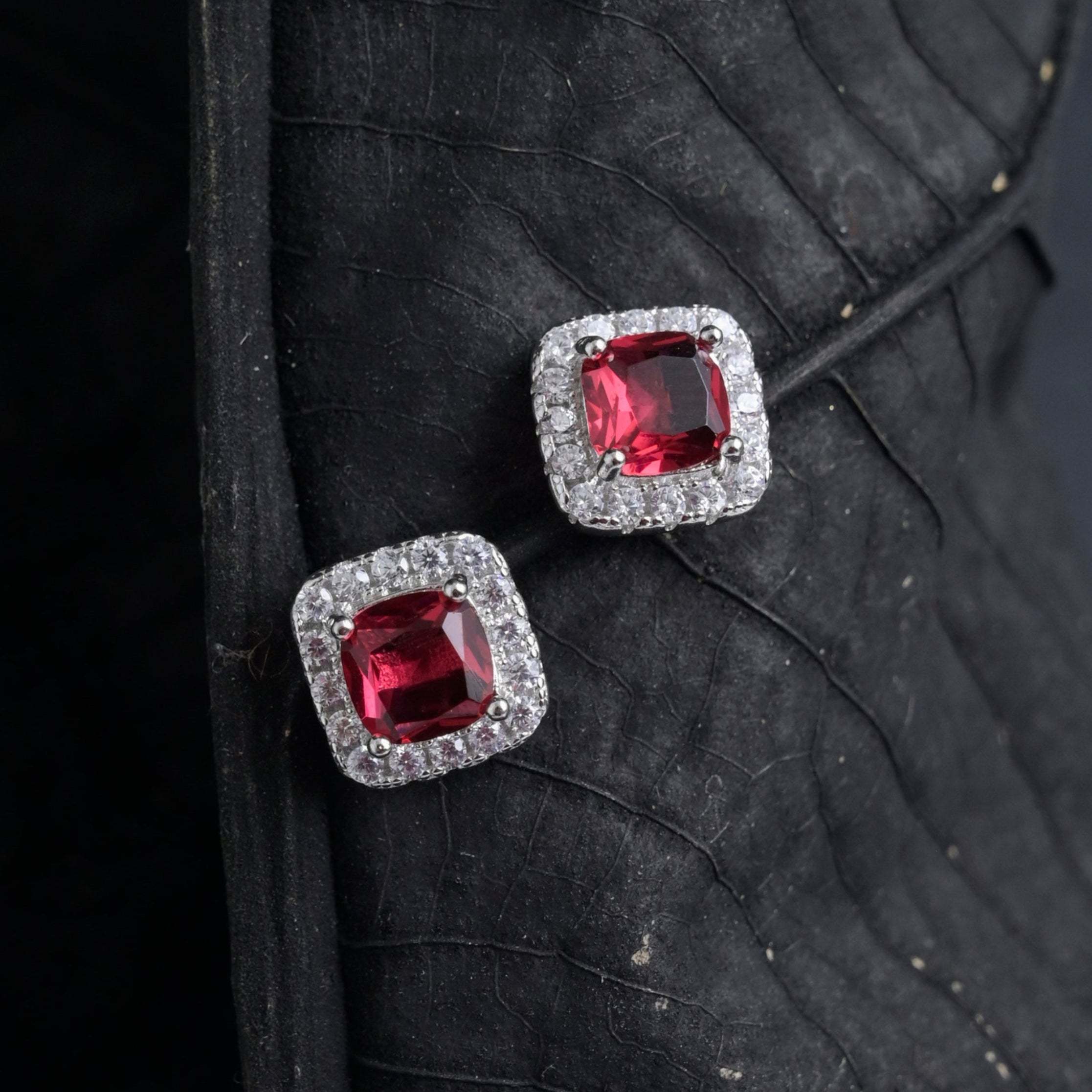 Silver Blood Red Studs image 0